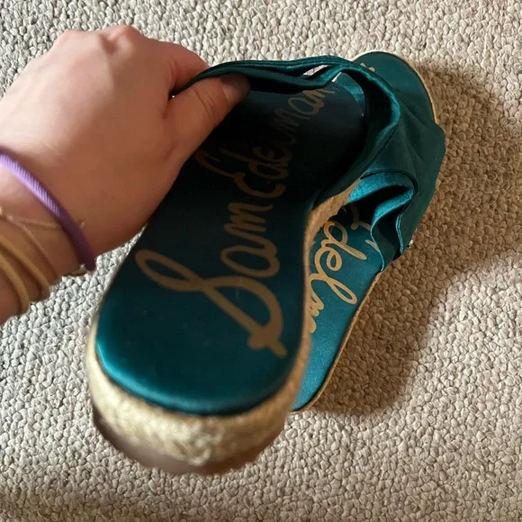 Sam Edelman green teal sandal slides women’s new 8.5 - Picture 2 of 4